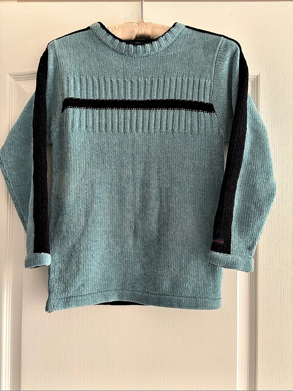 Air Falcon Color Block Crewneck Sweater in Blue & Black Size Small NWT